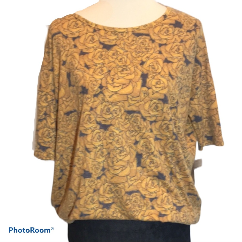 LuLaRoe Irma High Low Tunic Brushed Knit Floral Roses size S